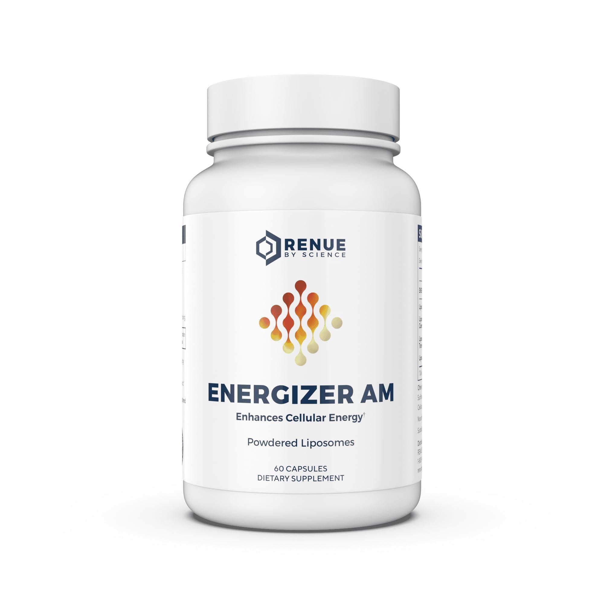 Renue By Science Renue By Science Energizer AM | Liposomal Resveratrol Hesperidin & Green Tea Supplement | 60 Capsules with Trans Resveratrol (65mg) Hesperidin (150mg) Green Tea Extract (35mg) - Non-GMO | Made in USA