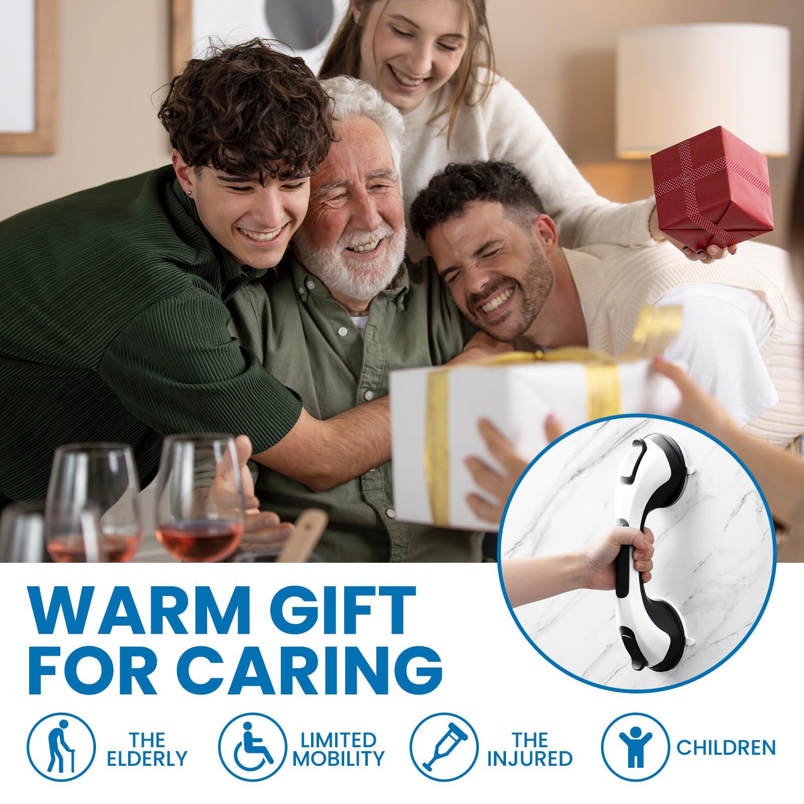 LEVERLOC LEVERLOC Grab Bars for Bathtubs and Showers 2 Pack Suction Grab Bar, Heavy Duty 12 Inch Shower Handle Removable Handrails for Seniors and Elderly, Bathroom Safety Grip No Drilling Waterproof Black