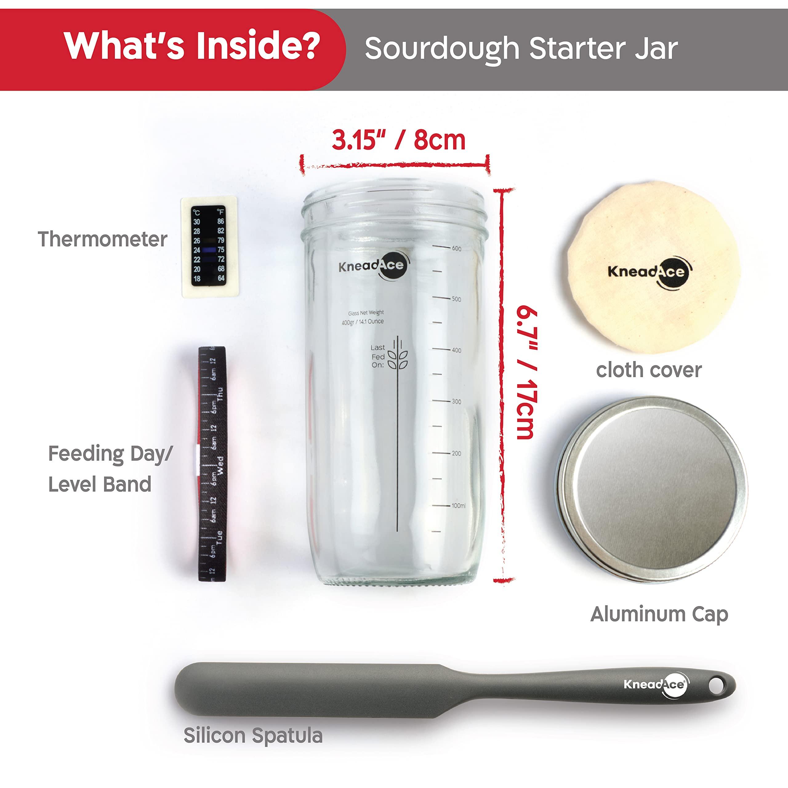 KNEADACE KneadAce 24 Oz Sourdough Starter Jar Kit and Starter Culture