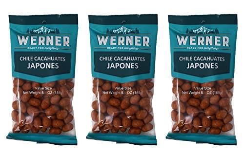 Werner Gourmet Cacahuates Japones con Chile (Japanese Spicy Peanuts) 5 oz Bag (Pack of 3)