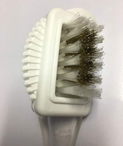 pedag Pedag Suede Shoe Cleaner Brush | German Made 4-Way Cleaning & Refreshing Brush for Suede Leather Products with Brass & Nylon Bristles | Nylon and Metal