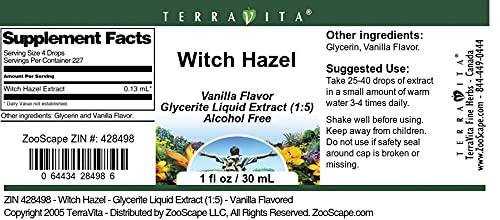TerraVita Witch Hazel - Glycerite Liquid Extract (1:5) - Vanilla Flavored (1 fl oz, ZIN: 428498) - 3 Pack