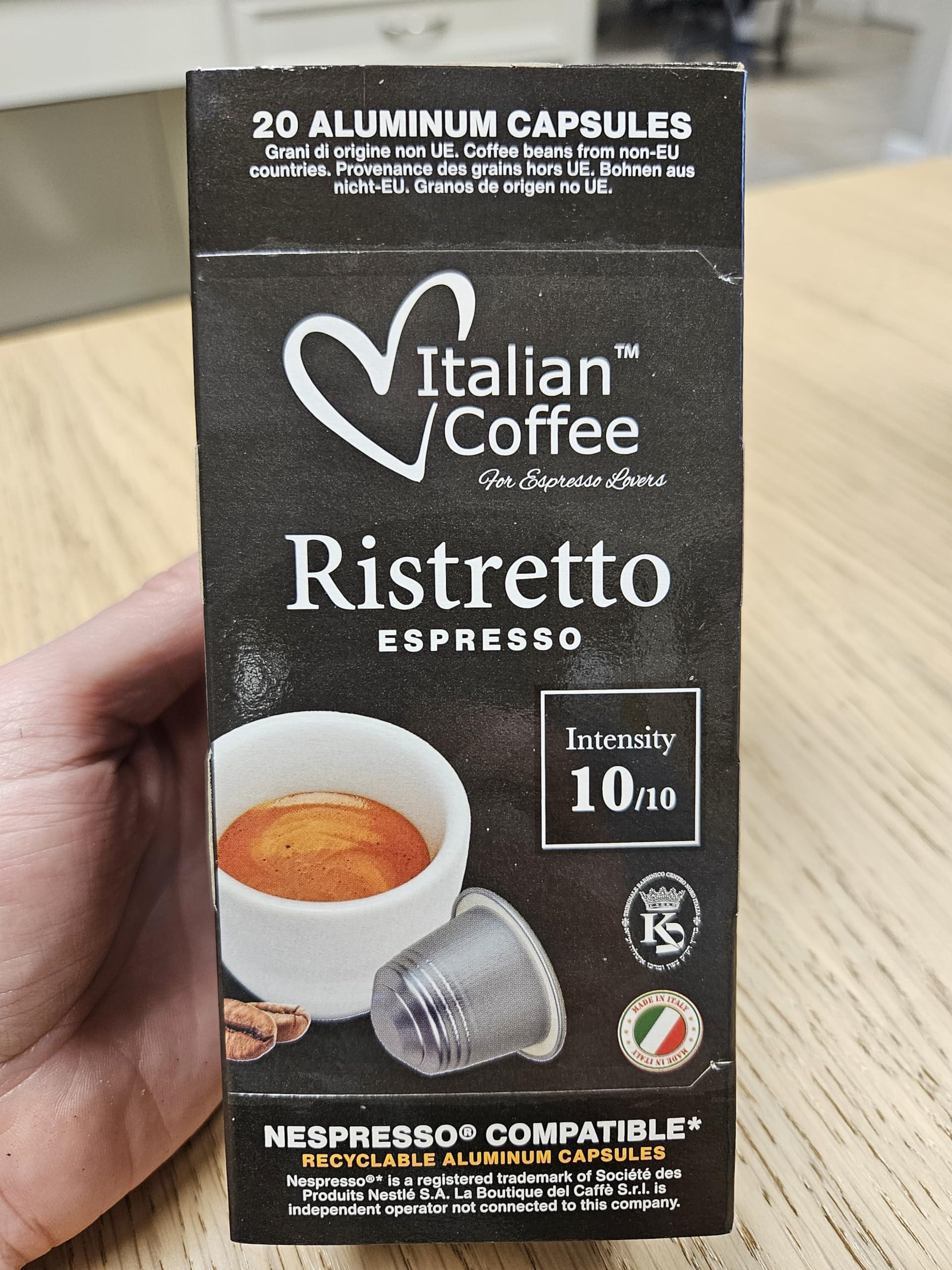 DELICITALY Pure Italian Food DELICITALY Pure Italian Food Italian Coffee pods compatible with Nespresso Original machines, Espresso capsules (100 Ristretto Aluminum Pods, 100 Count (Pack of 1))
