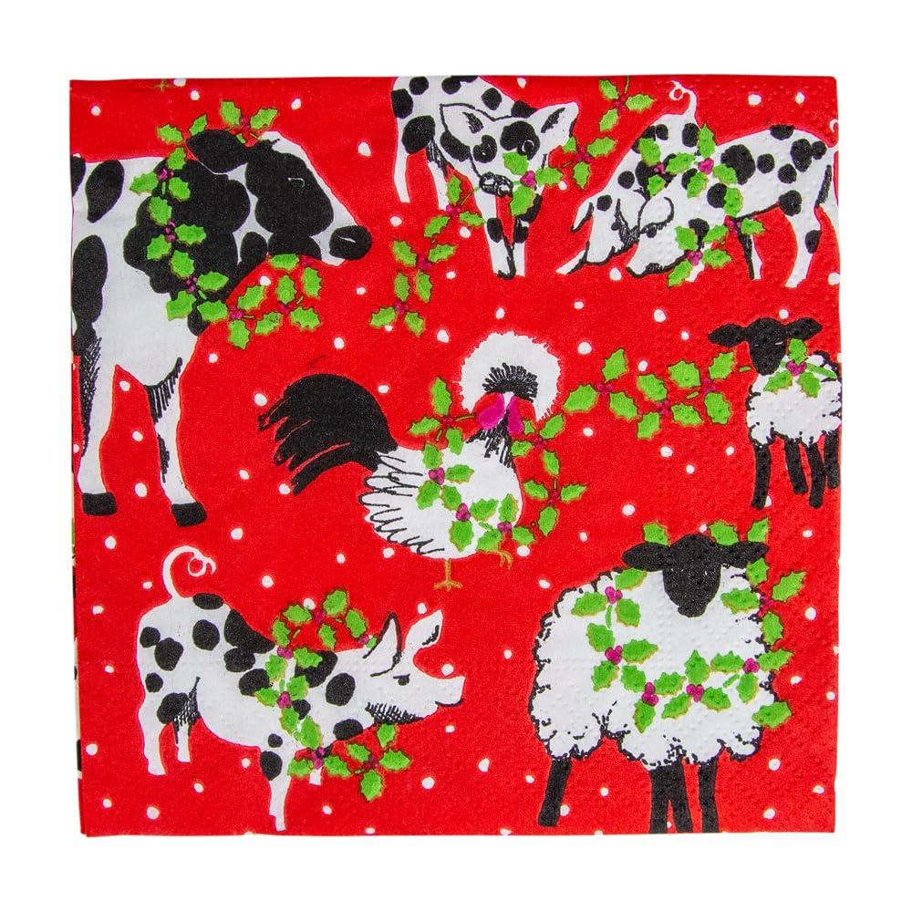 Caspari Caspari Christmas on the Farm Paper Cocktail Napkins - 20 Per Package