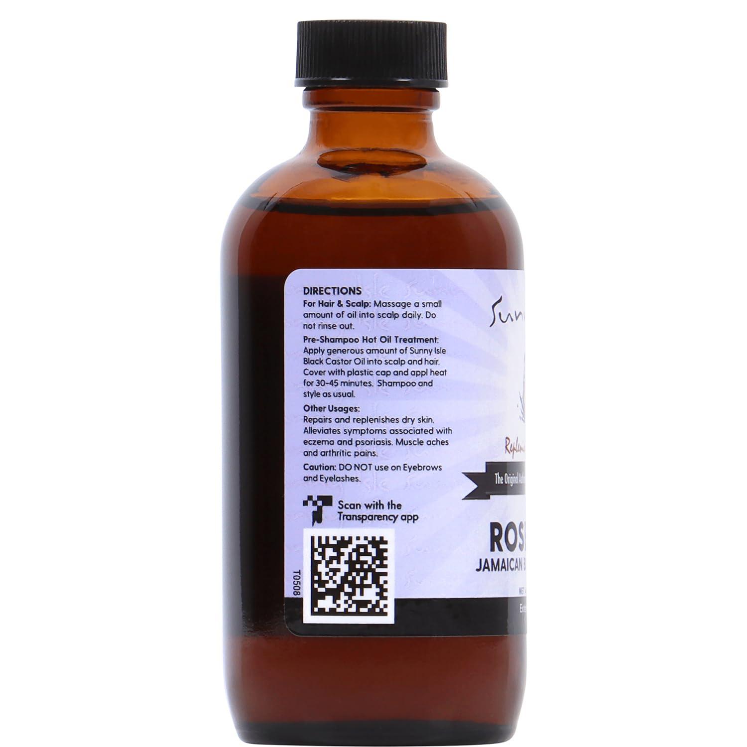 Sunny Isle Sunny Isle Rosemary Jamaican Black Castor Oil 4oz | Hair Growth Treatment | For Scalp & Acne-Prone Skin | Hot Oil Application