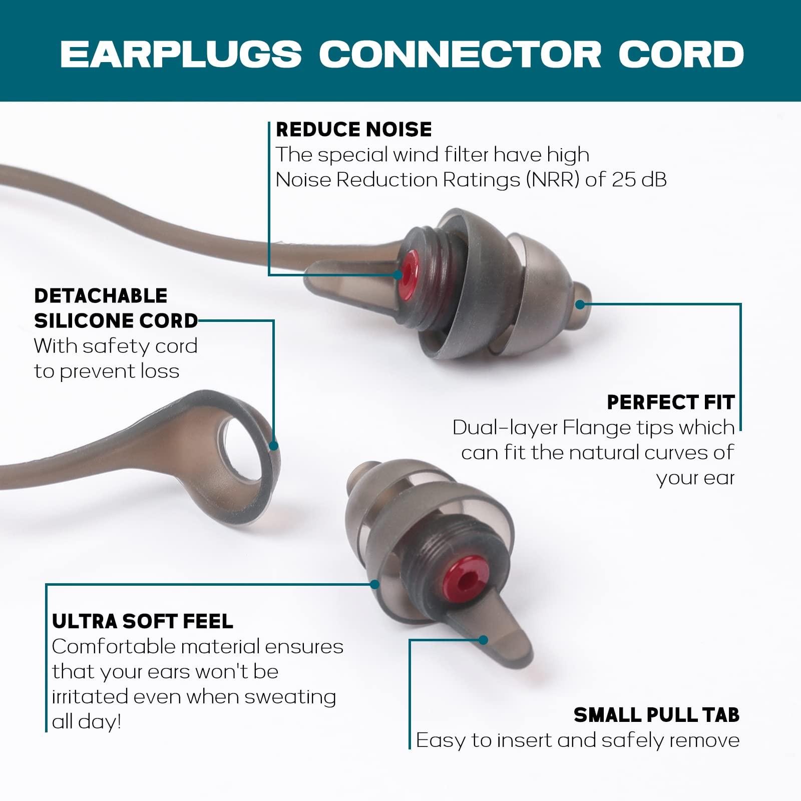 softvox Softvox Motorcycle Earplugs with Detachable Cord 2 Pairs, Wind Noise Reduction Audible Hearing Protection, Comfy Reusable Ear Plugs for Moto, Racing, Motorbike, Motorsports, Touring, Riding, Shooting