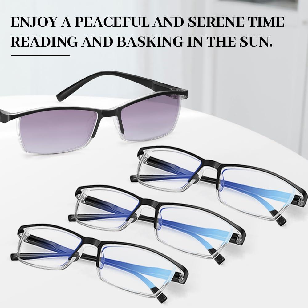 LUFF LUFF 4PCS Anti-Blu-Ray Reading Glasses Uv400,Sun Readers With Spring Hinges(0.0X)