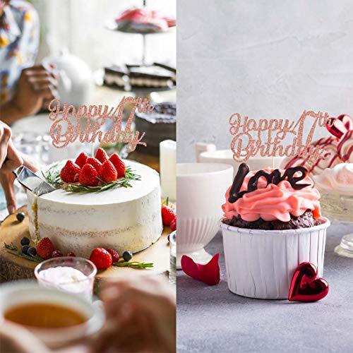 MAGJUCHE 17th Birthday Cake Topper, Rose Gold Glitter Cheers To 17 Years Party Decoration, Supply