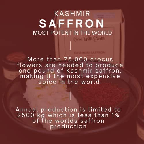 Cure With Earth Pure Kashmiri Mongra Saffron / Kesar / Keshar PACK OF 3 (1g each) | From the finest farmlands of Pampore, J&K, India | Tested and certified as Grade A
