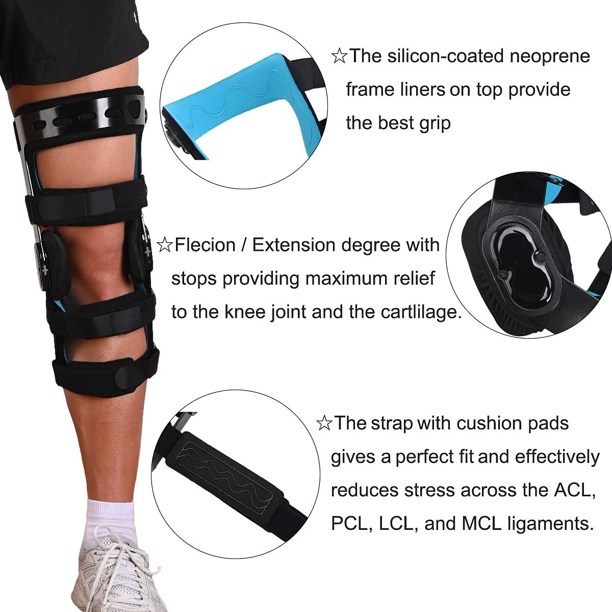 Orthomen Orthomen Functional ACL Knee Brace, for MCL PCL Meniscus Ligament Sports Injuries, Adjustable Hinged ROM Orthopedic Knee Orthosis for Men & Women(Left, M)