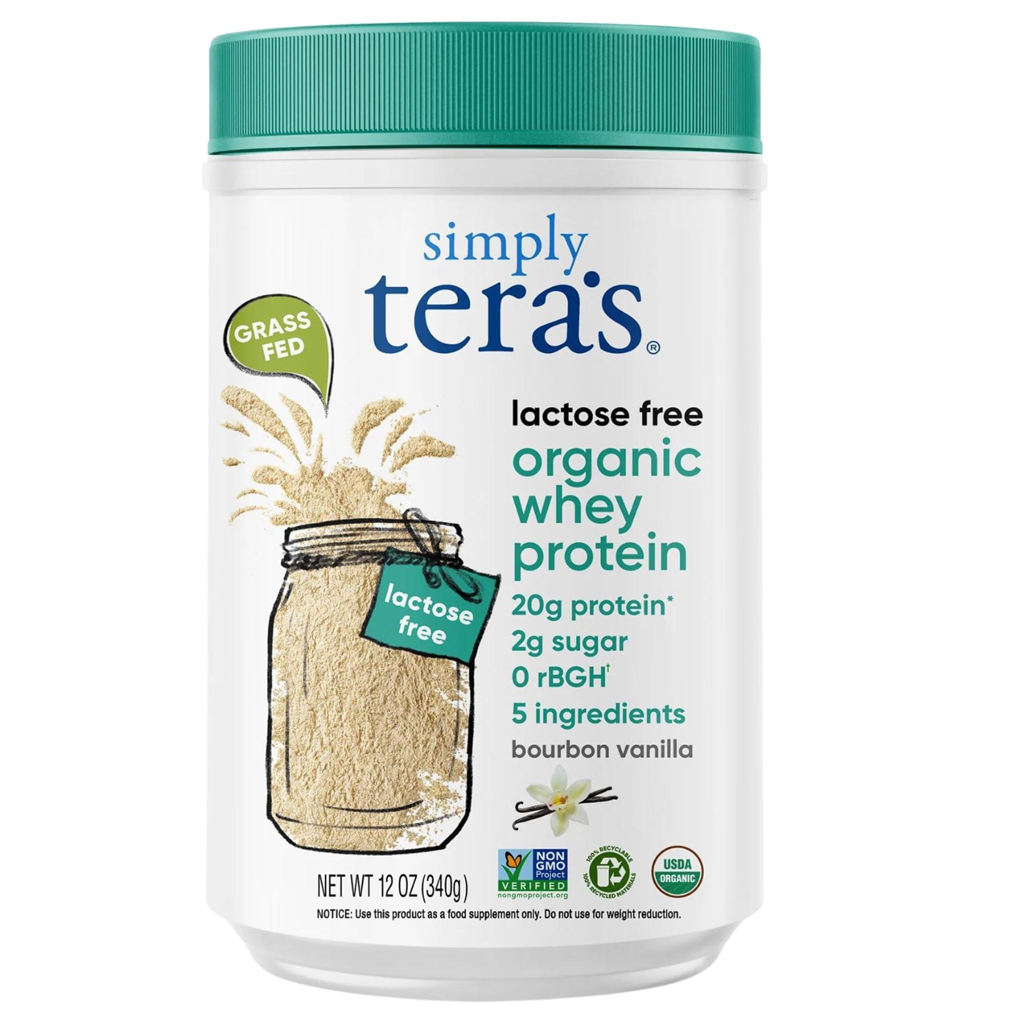 simply tera\'s simply tera\'s Lactose Free Organic Whey Protein - Lactose Free Protein Powder, Vanilla Protein Powder with 20g of Protein Per Serving, Non-GMO, Gluten-Free, rBGH-Free, Kosher - 12 Oz