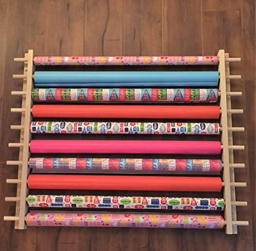 Z-Things Z-Things Storage, Organizer, Dispensing Rack for Gift Wrapping Paper, Ribbons, Cellophane, Vinyl Rolls, Paper, Maps Etc. Holds 10 Rows. Adjustable Width. Easy Wall Mount. Hardware Included.