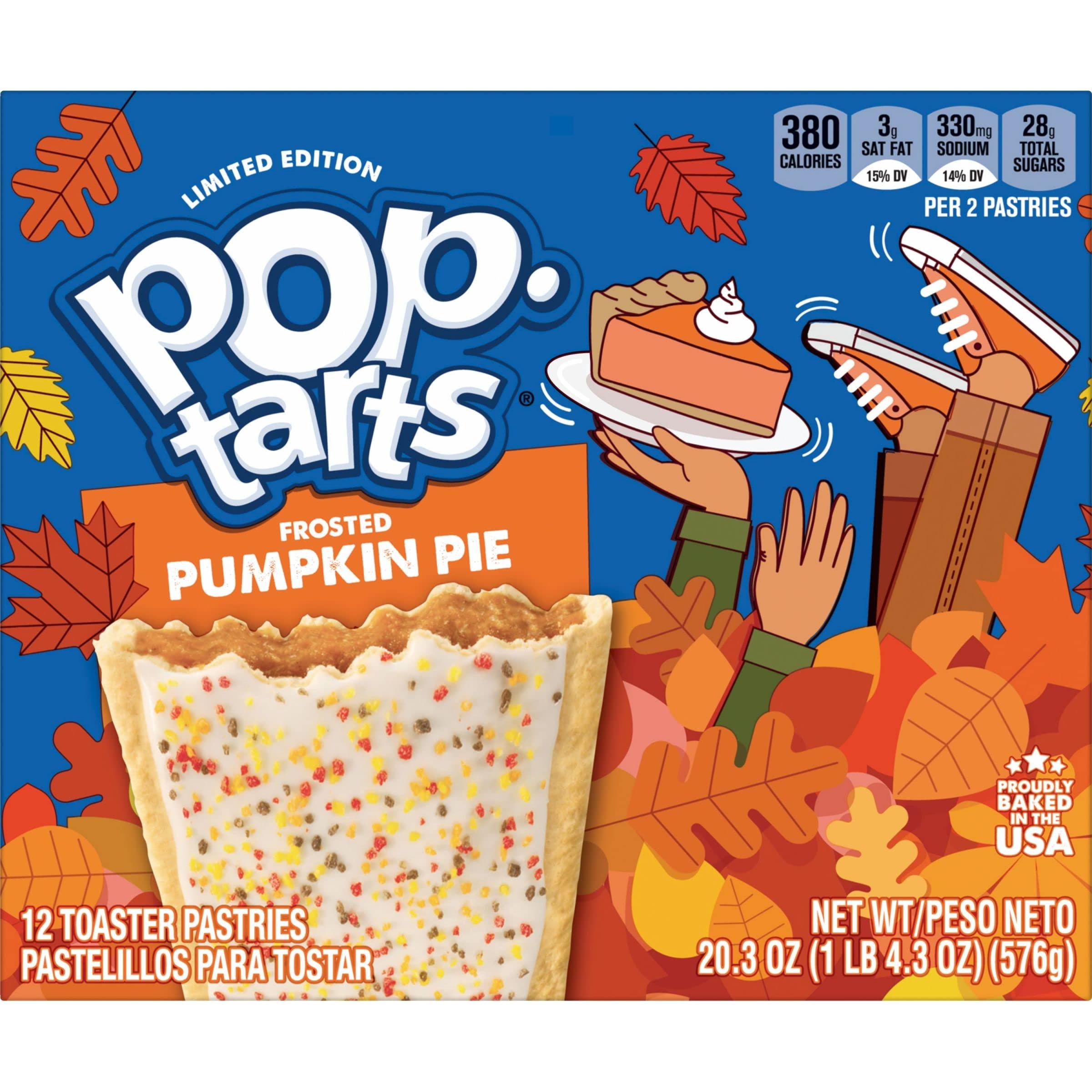Pop-Tarts Pop-Tarts Toaster Pastries, Breakfast Foods, Fall Snacks, Frosted Pumpkin Pie, 20.3oz Box (12 Pop-Tarts)