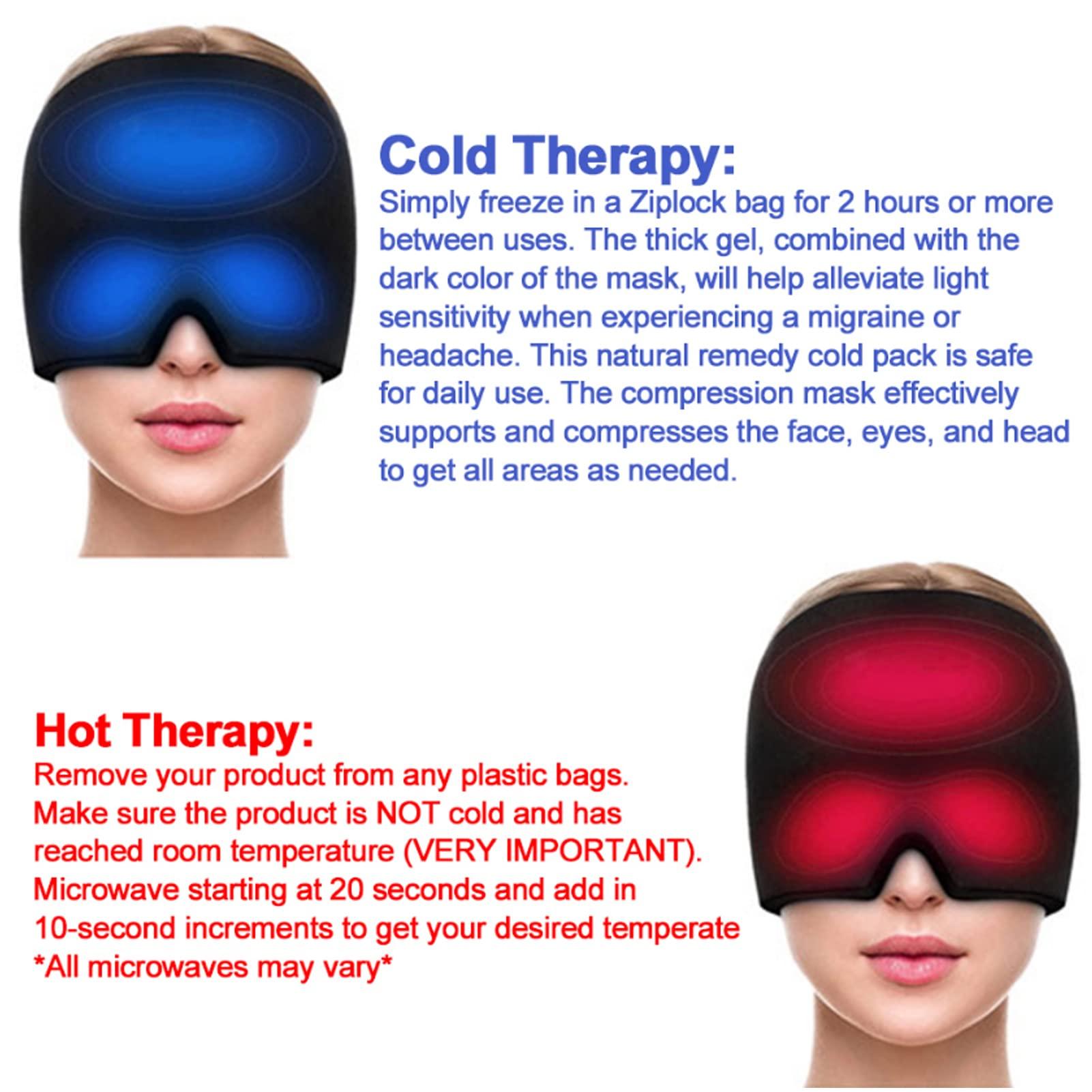 EEUK Migraine Ice Head Wrap Compression, Headache and Migraine Relief Cap a Headache Ice Mask or Hat Strechable Cold Hot Therapy for Tension Relief, Puffy Eyes, Sinus&Stress Relief(Color:Pink)