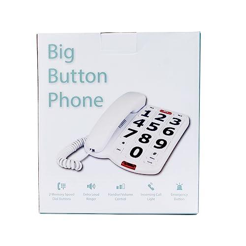shinydream Shinydream Large Number Corded Phones for Seniors Elderly, Big Button Telephones Loud Speaker with SOS Button, 2 One Touch Dailing for Emergency Hearing and Visually Impaired