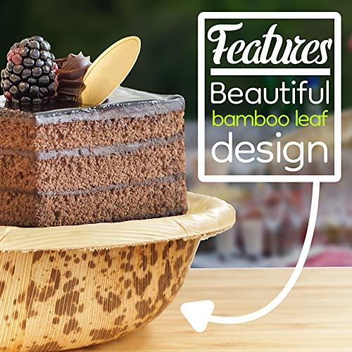 BambooMN BambooMN 5.1" Premium Bamboo Leaf Round Deep Dish Bowls, All Natural Disposable Compostable for Catering and Home Use, 100 Pieces