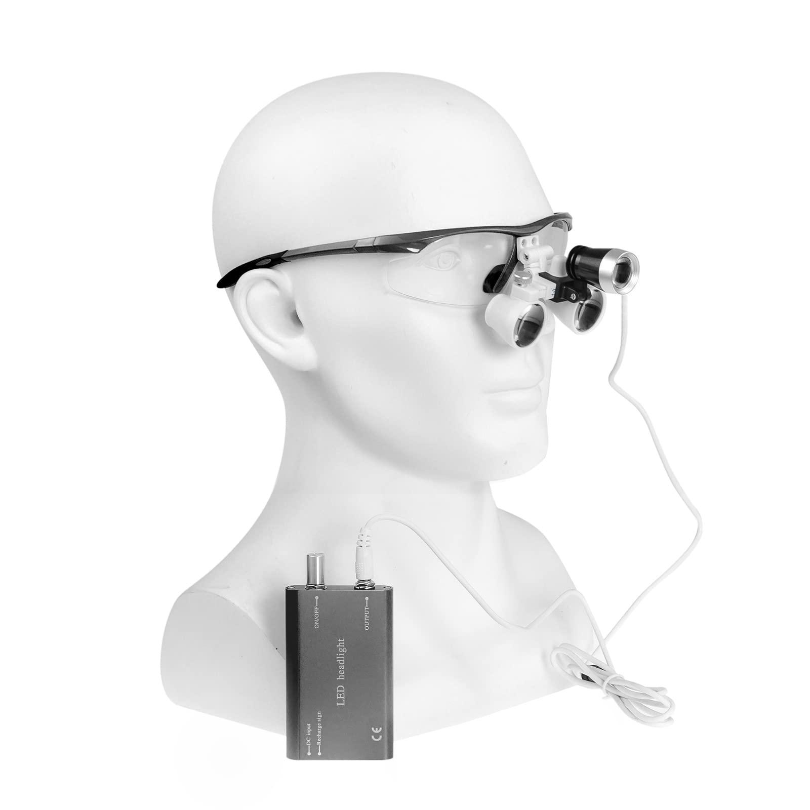 NSKI 3.5X420mm Bonicular Loupes Magnifier with 3W Operation Head Lamp Aluminum Box (Black)