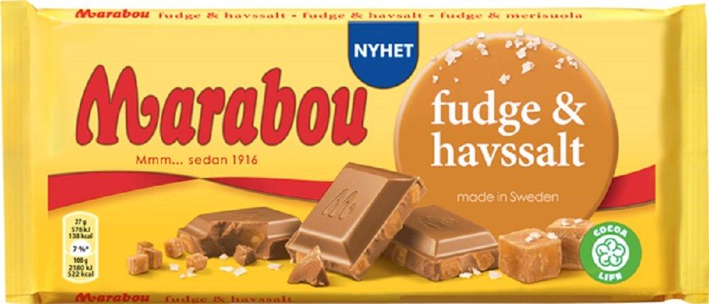 Fazer 10 Bars x 185g of Marabou Fudge & Havssalt – Fudge & Seasalt - Original - Swedish - Milk Chocolate - Mjolkchoklad