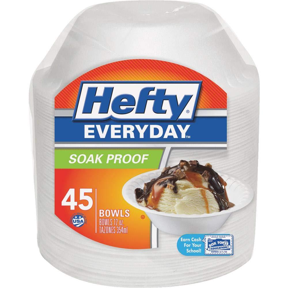 Hefty Foam Bowls, Soak-Proof, 12-oz., 45-Ct.