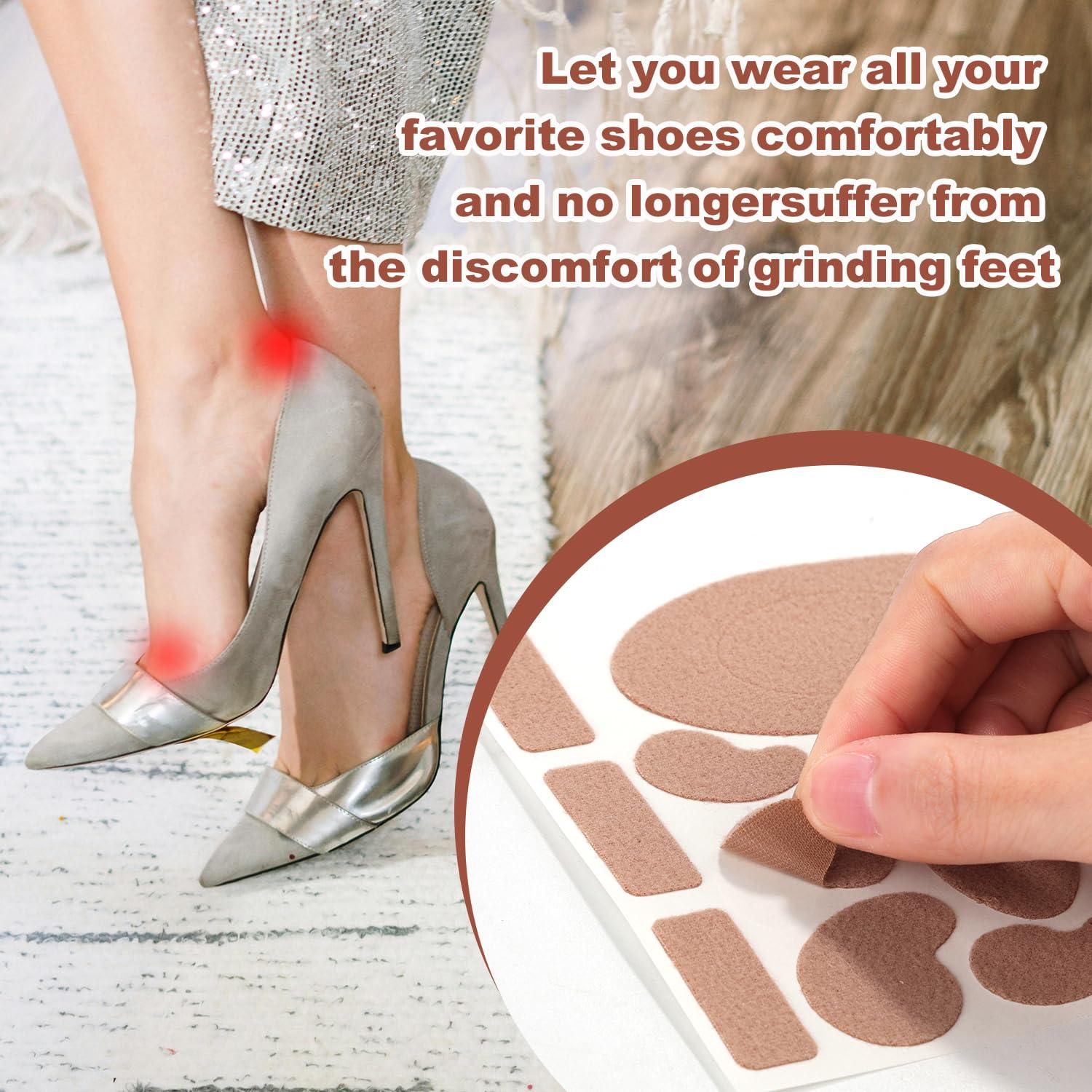 PEUTIER 14 Sheets Moleskin Adhesive Pads, Multi-Shapes Moleskin Tape, Moleskin Strips Prevention Pads Anti-Wear Mole Skin Patch for Feet Heels (Nude Color)