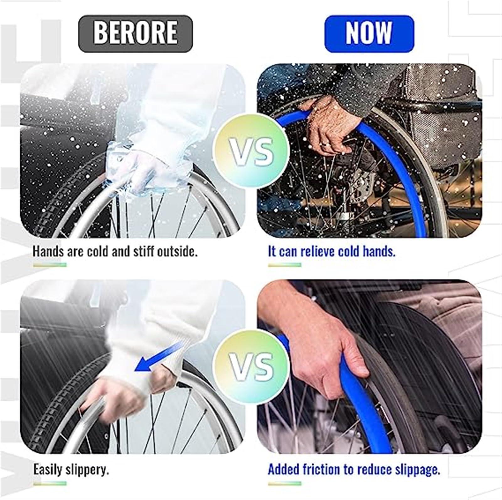 BESNUT 24inch Silicone Wheelchair Push Rim Covers, Non-Slip Wear-Resistant Hand Push Cover, Wheelchair Rim Grips, Wheelchair Rear Wheel Cover for Improve Grip and Traction (Black, 24in) (Color : Blue)