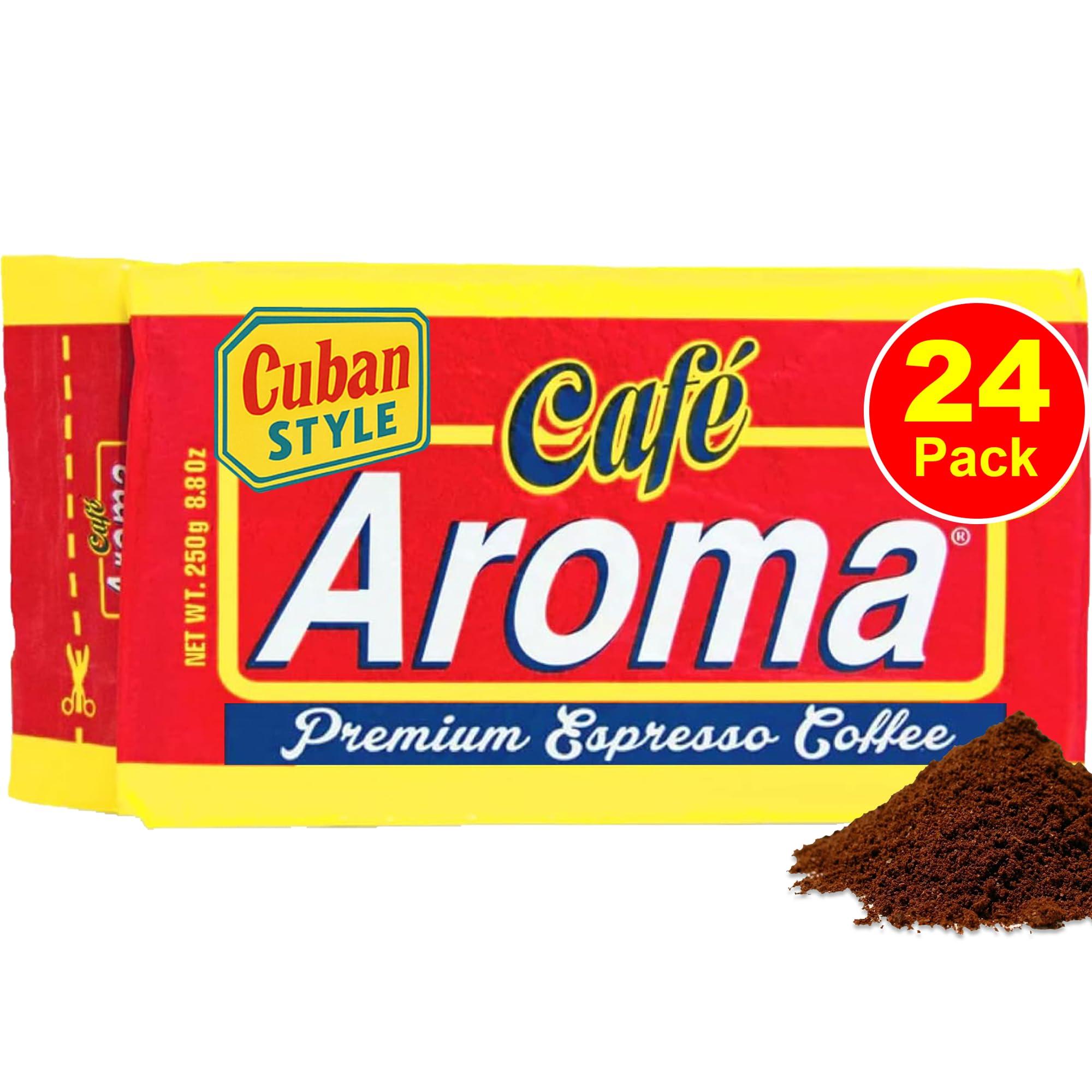 CAFE AROMA Caf Aroma Dark Roast Espresso Ground Coffee, Bulk Coffee, Authentic Cuban Coffee, Vacuum Sealed Coffee, 8.8 oz (24-Pack)