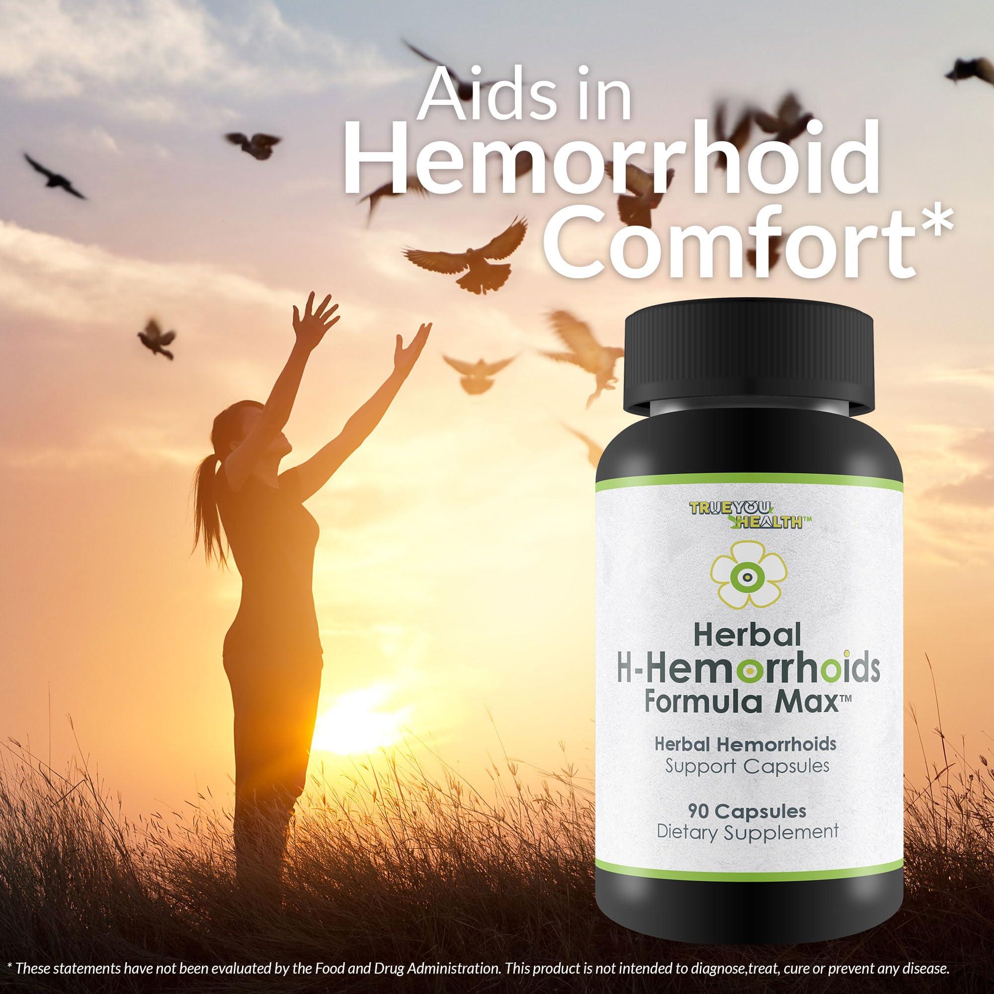 True You Health Herbal H-Hemorrhoids Formula Max - Our Best Herbal Hemorrhoids Treatment - Natural Hemorrhoid Relief Pills - Natural Hemorrhoid Shrinking Treatment - Herbal Hemorrhoidal Treatment Hemorrhoid Pills