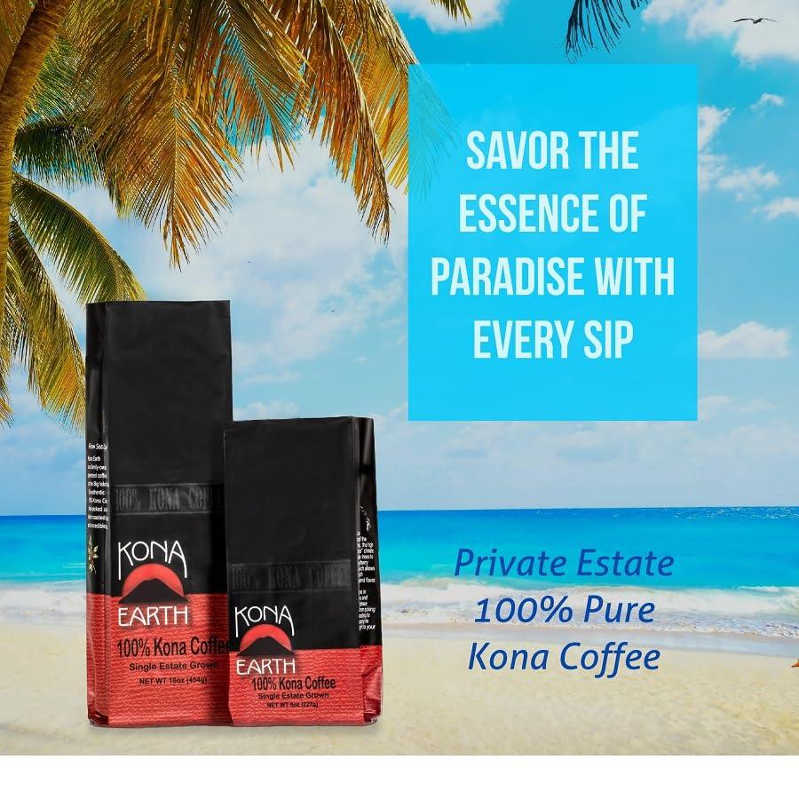 Kona Earth Kona Earth - Private Estate Farm Fresh, 100% Kona Coffee, Medium Dark Roast Coffee, Single-Estate Grown Micro-Batch-Roasted Whole Coffee Beans, 5 lbs. (Pack of 1)