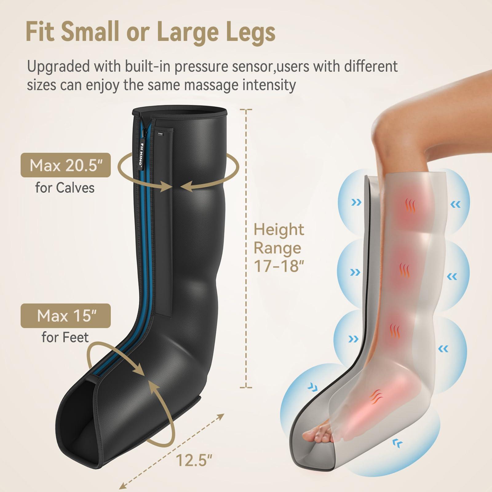FIT KING FIT KING Leg Massager with Heat - Upgraded Leg Compression Massager for Circulation and Pain Relief, FSA HSA Approved Compression Boot Foot Calf Massager for Edema, Relax Recover - Gift for Dad Mom