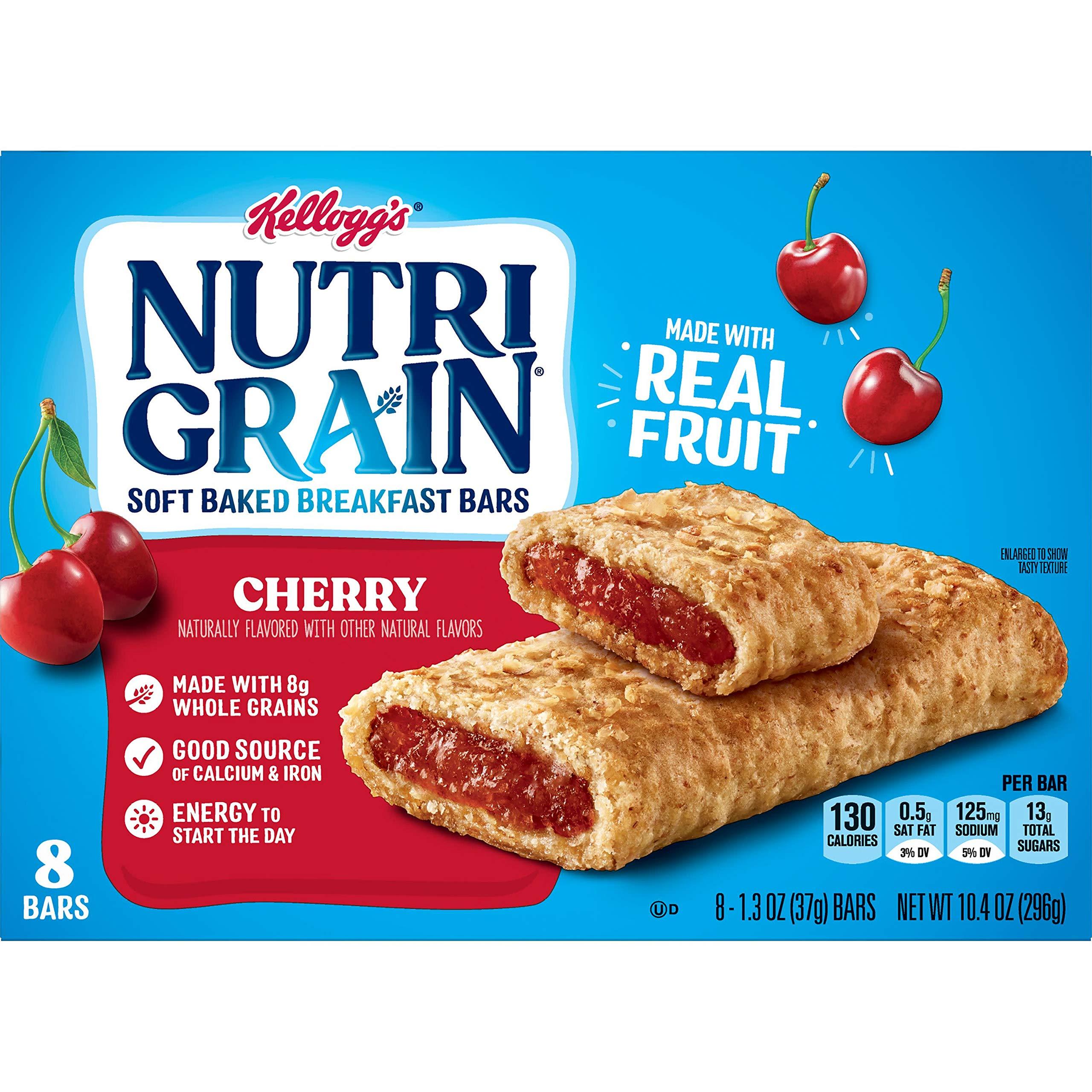Nutri Grain Kellogg's Nutri-Grain, Soft Baked Breakfast Bars, Cherry, Made with Whole Grain, 10.4 oz (8 Count)