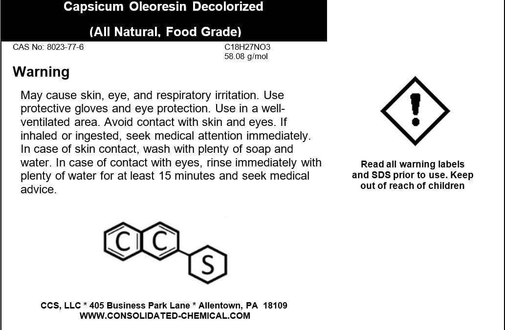 CCS CONSOLIDATED CHEMICAL & SOLVENTS Capsicum Oleoresin (All Natural, Food Grade) | Premium High-Purity Extract for Culinary and Industrial Applications - 100mL (3.3 Fl Oz)