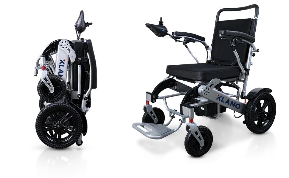 K KLANO KL80 Klano Electric Wheelchair 30 Miles Long Range, 600W Motor, Lightweight, Foldable, All-Terrain, Puncture-Free Wheels, Portable, Compact, Airline Approved, Power Wheelchair for Adults & Seniors