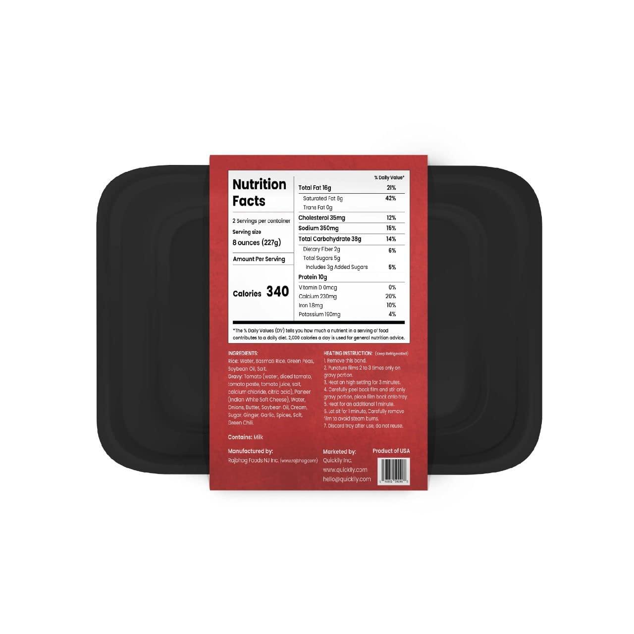 Quicklly Ready To Eat Indian Meal Special - Butter Chicken & Paneer Tikka Masala - Gluten Free - (Butter Chicken - 2 Packs & Paneer Tikka Masala - 2 Packs) - Pack of 4