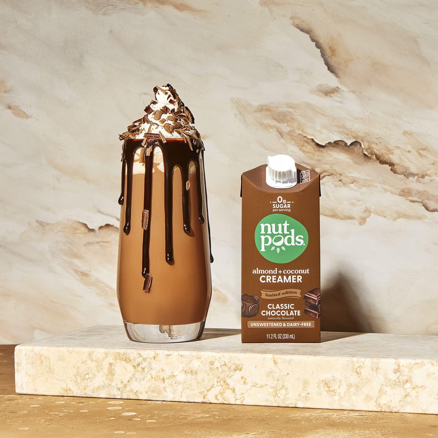 nutpods nutpods Classic Chocolate Unsweetened Dairy-Free Creamer, Made from Almonds and Coconuts, Whole30, Keto, Gluten Free, Non-GMO, Vegan, Kosher (3-Pack)