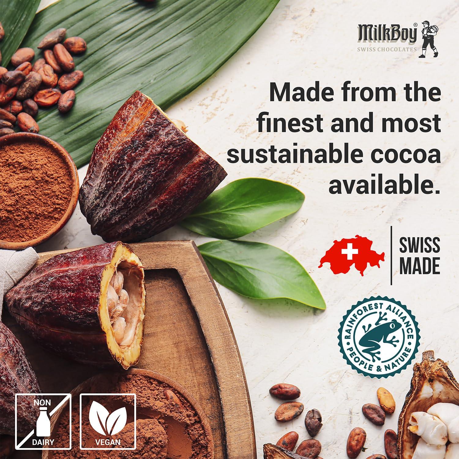 Milkboy Swiss Chocolates Milkboy Swiss 85% Dark Chocolates Variety Pack - Chocolate Bars - Crafted in Switzerland - All Natural, Sustainably Farmed Cocoa - Gluten & GMO Free, Vegan - 3 oz (Pack of 5)