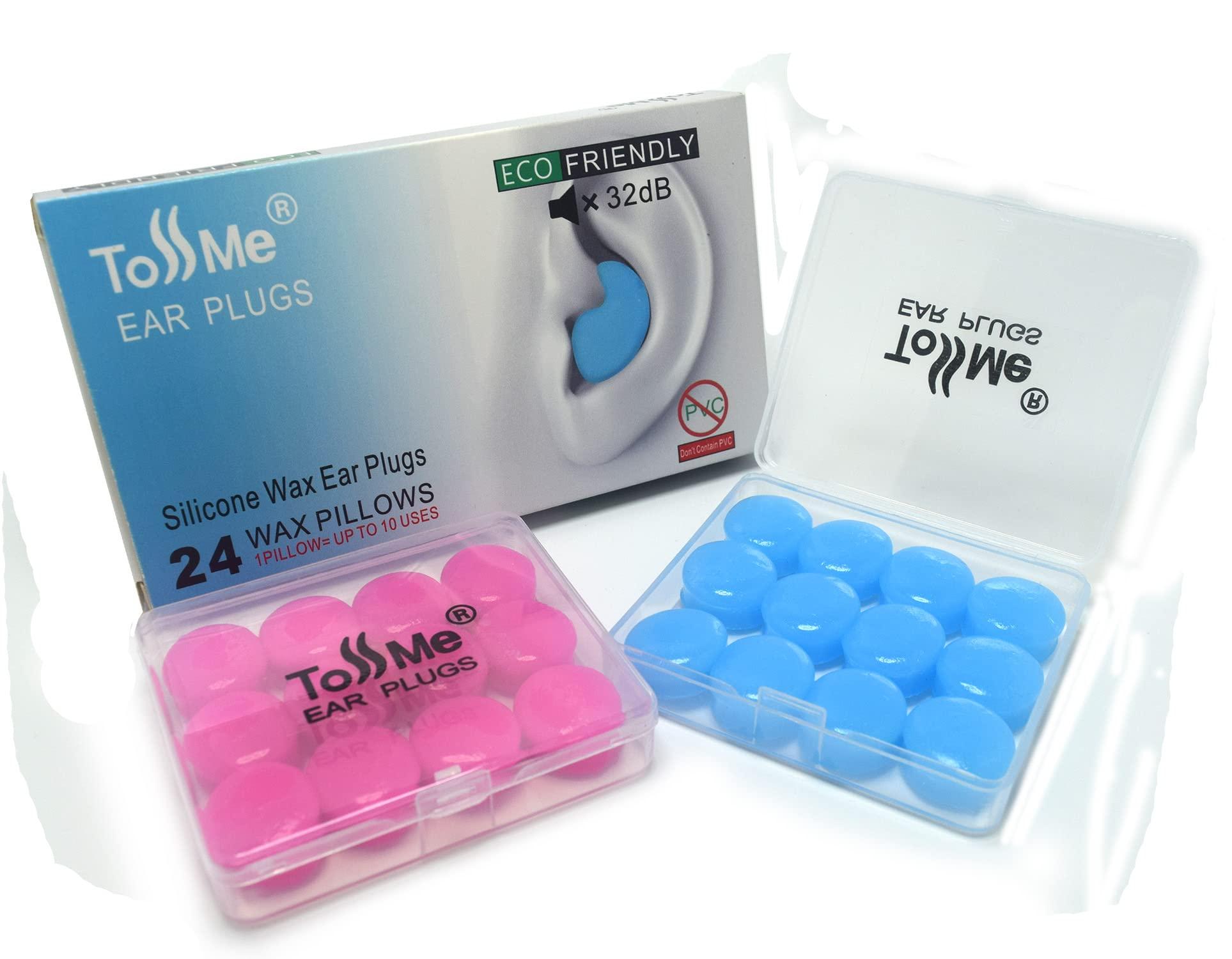 ToSSme Wax Ear Plugs for Sleep - 24 Silicone Wax Earplugs for Swimming and Sleeping - Gel Ear Plugs for Noise Cancelling, Ear Protection - SNR -32dB earplugs