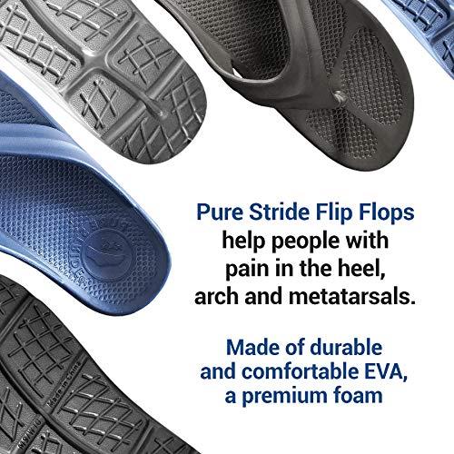 Pure Stride Pure Stride Therapeutic Flip Flops, Orthotic Thong Sandals for Plantar Fasciitis, Metatarsal and Heel Spurs, Feet Pain Relief and Arch Support - Navy, Men’s Size 13
