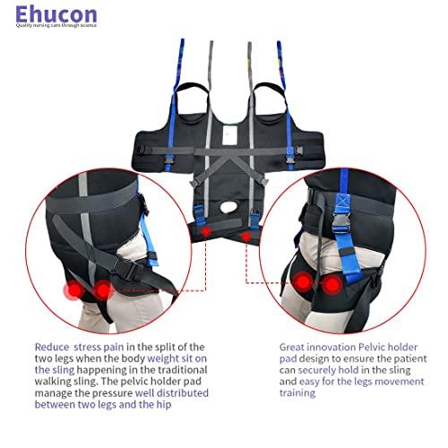 EZ Assistive Ehucon Patient Lift Walking Sling Medical Hoist Standing Aids for Ambulating Support Training, Pelvic Padded 500lbs Safety Loading Weight (Black-M)