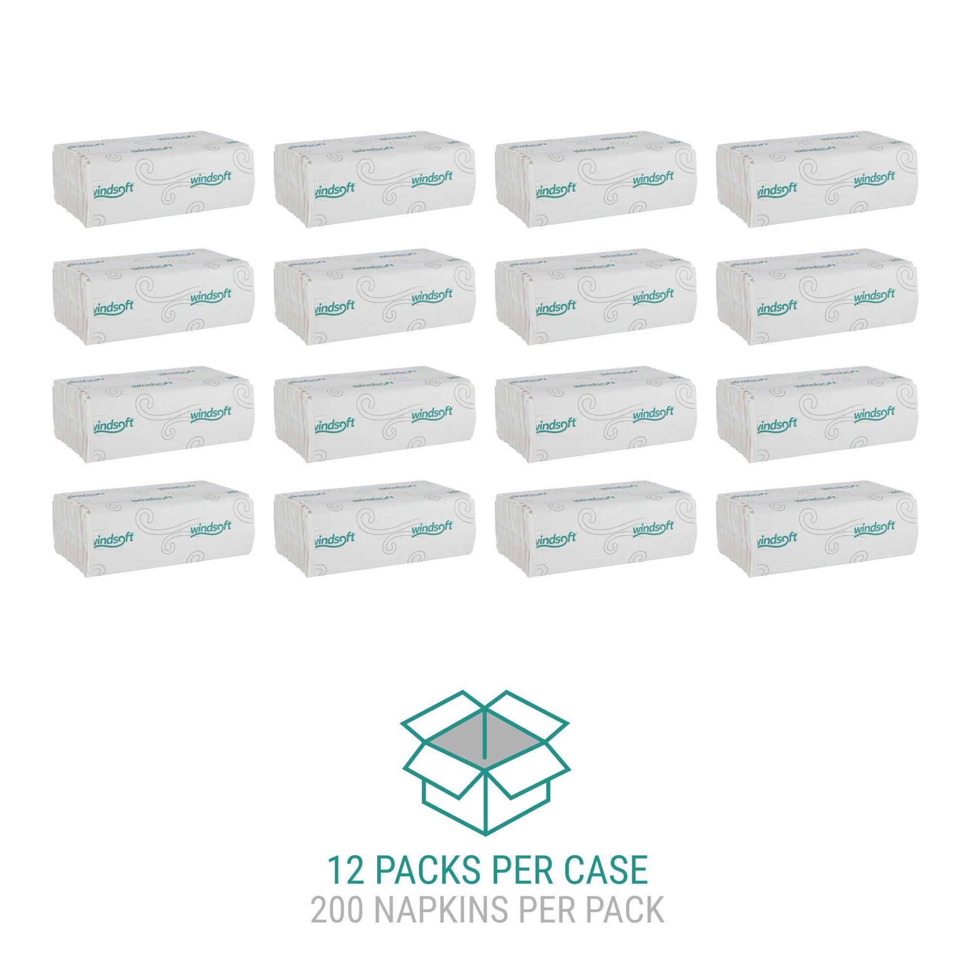 Windsoft Windsoft C Fold Disposable Bathroom Paper Towels, 2,400 Recycled White Hand Towels, 200 Towels Per Pack, 12 Packs Per Carton, 13.25\"x10.2\", Embossed