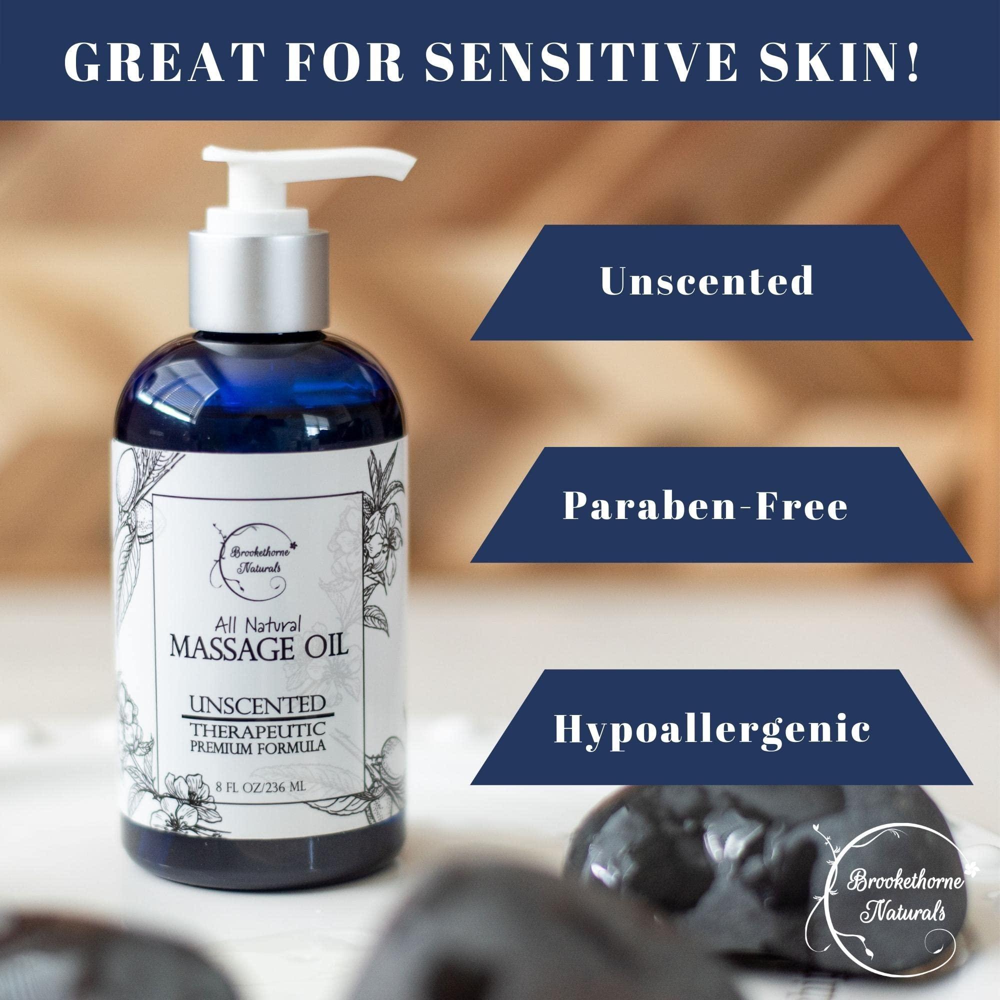 Brookethorne Naturals Massage Oil for Massage Therapy | Massage Kit with Unscented Massage Oil & Lavender Oil for Full Body Massage