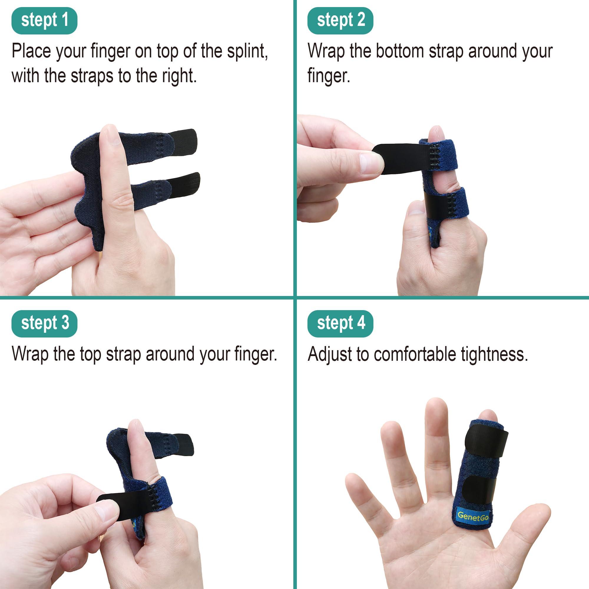 GenetGo GenetGo Trigger Finger Splint, Mallet Finger Brace for Index, Middle, Ring Finger - Tendon Release & Pain Relief