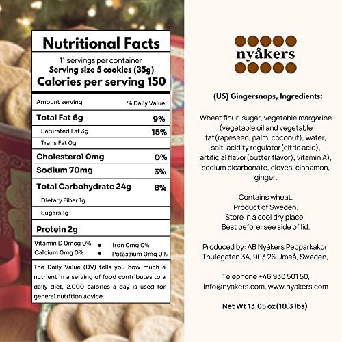 Goodscious Nyakers Pepparkakor Swedish Ginger Snaps Cookies, Vegan Cookies, Dairy-Free Snacks, Gourmet Christmas Cookies, Food Gift for Holidays - Christmas Gifts - Holiday Shapes - 13oz