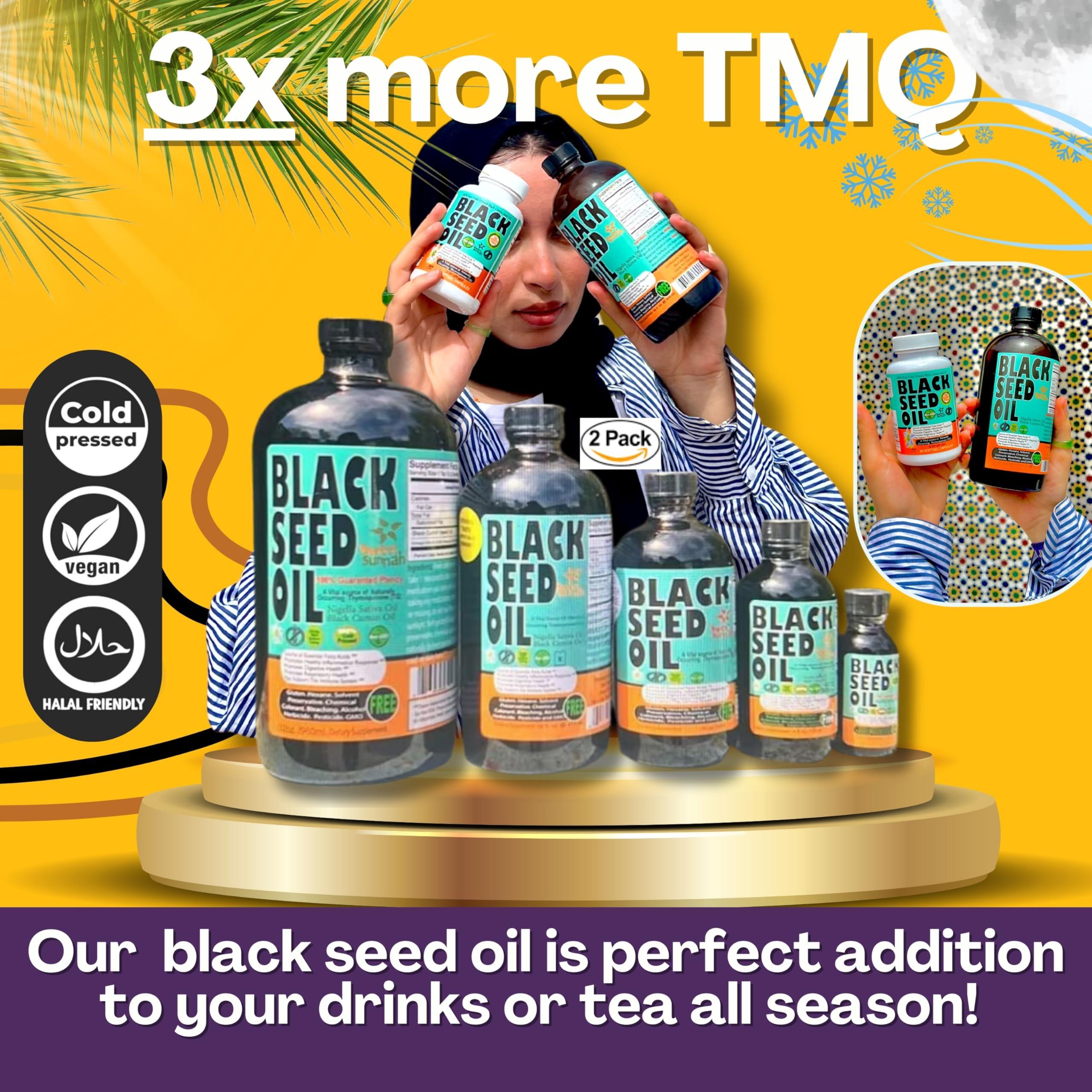 SWEET SUNNAH BLACK SEED, YOURS TO DISCOVER 180 Days Premium 2 pack 16-Ounce Turkish Black Seed Oil - 3x Thymoquinone for Optimal Wellness and Immunity - Cold-Pressed, Natural Source of Antioxidants - Boost Energy and Vitality - by Sweet Sunnah