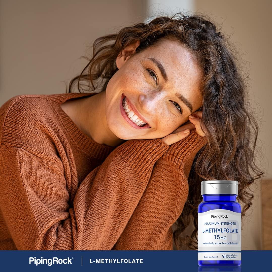 Piping Rock Piping Rock L Methylfolate 15 mg | 90 Capsules | Max Potency | Active Folic Acid Supplement | Non-GMO, Gluten Free