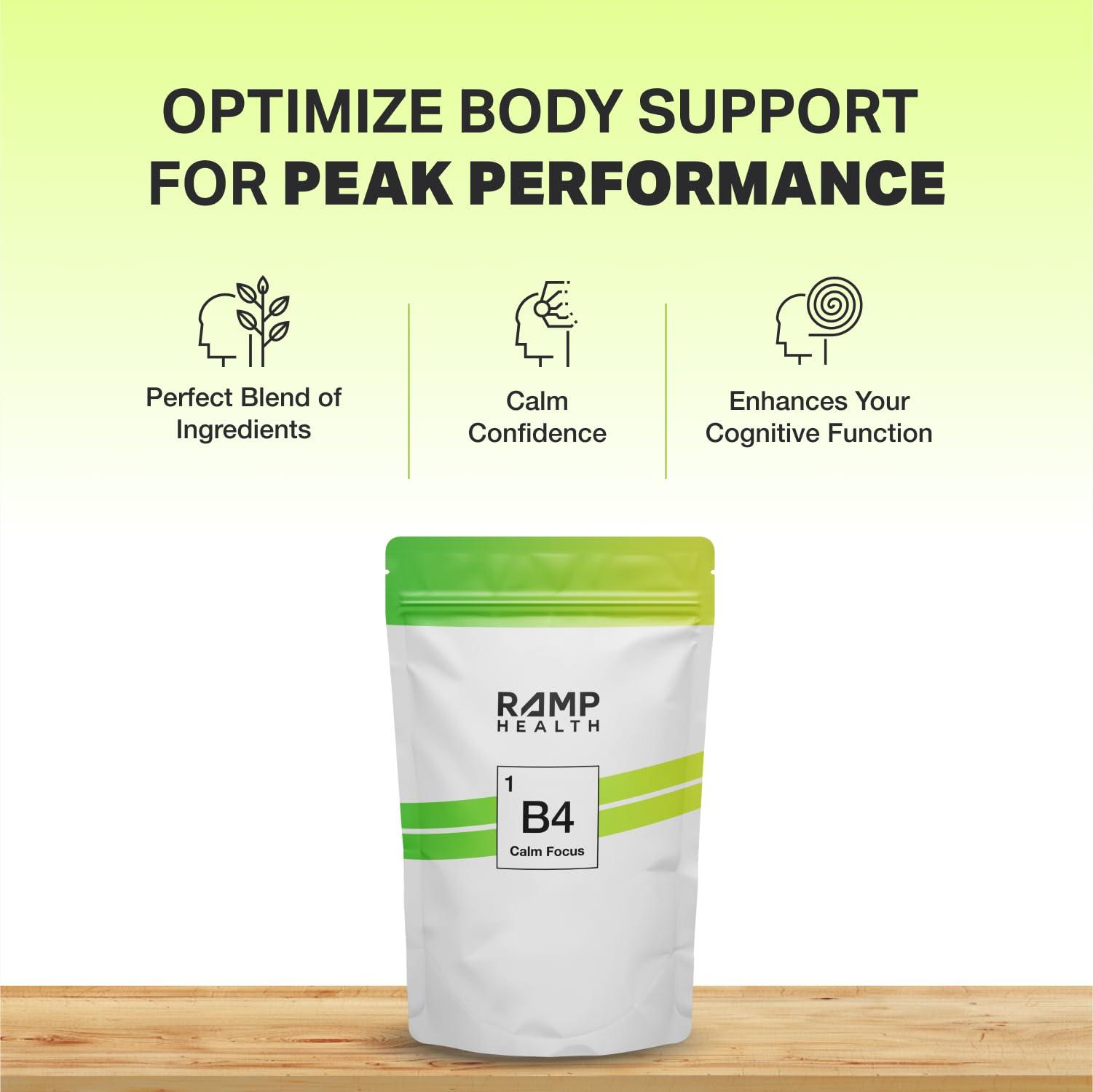 Ramp Health Ramp Health B4 Calm Focus - Brain Supplements for Memory and Focus - Focus Supplement - Brain Supplement - L-Theanine, Lemon Balm Extract and More - Citrus Smooth - 20 Count, White