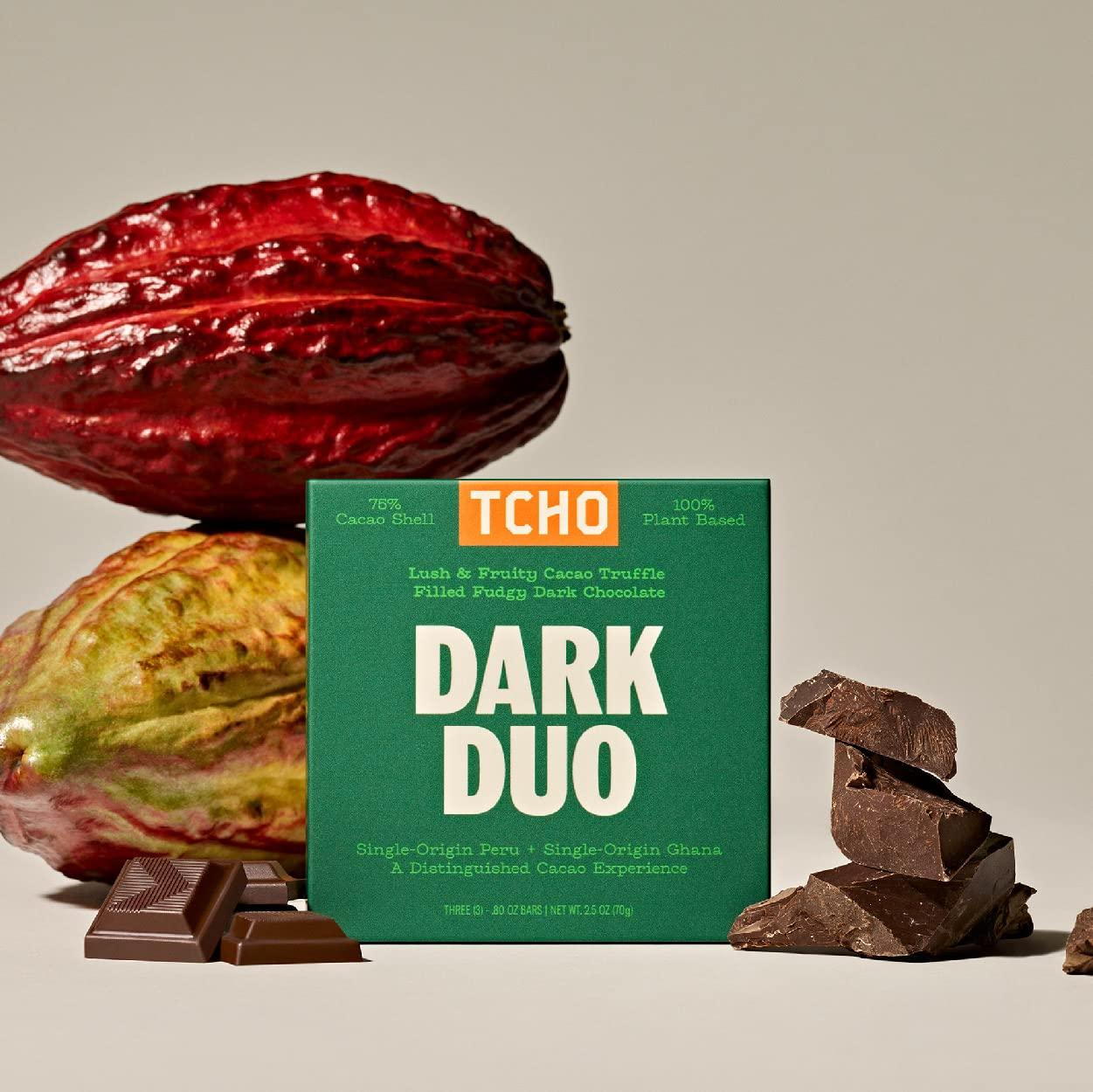 TCHO TCHO Dark Duo 75% Dark Chocolate Bars (5 pack) | Plant Based, Organic & Fair Trade, | Non GMO, Non-Dairy, Vegan Chocolate, Soy Free (2.5oz each)