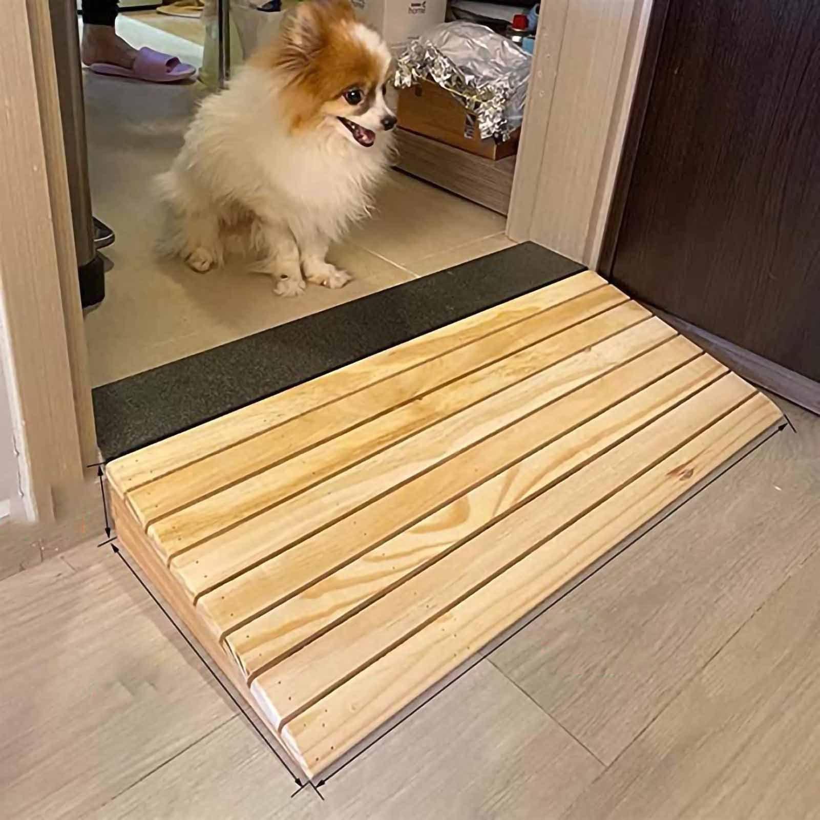 YWZQY YWZQY Threshold Ramp, Solid Wood Non-Skid No Water Assisted Uphill Wooden Ramp, Access Ramp for Wheelchair Trolley Small Pet (Color : Natural, Size : 25.8 x 30 x 7cm)