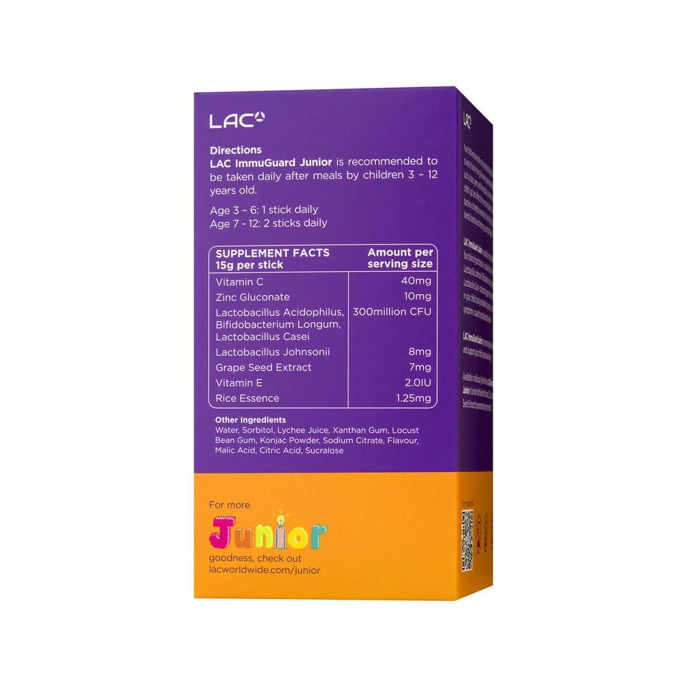 LAC LAC ImmuGuard Junior with Probiotics Lychee Flavour (30 Jelly Sticks)