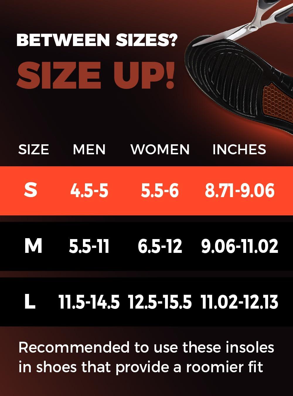 SUPINEVER () Work Boot Insoles for Men and Women - Low Arch Support - Effective Foot Pain Relief - All Day Comfort Orthotic Insoles - Shock-Absorbing Anti-Fatigue Shoe Inserts (S, Brown)