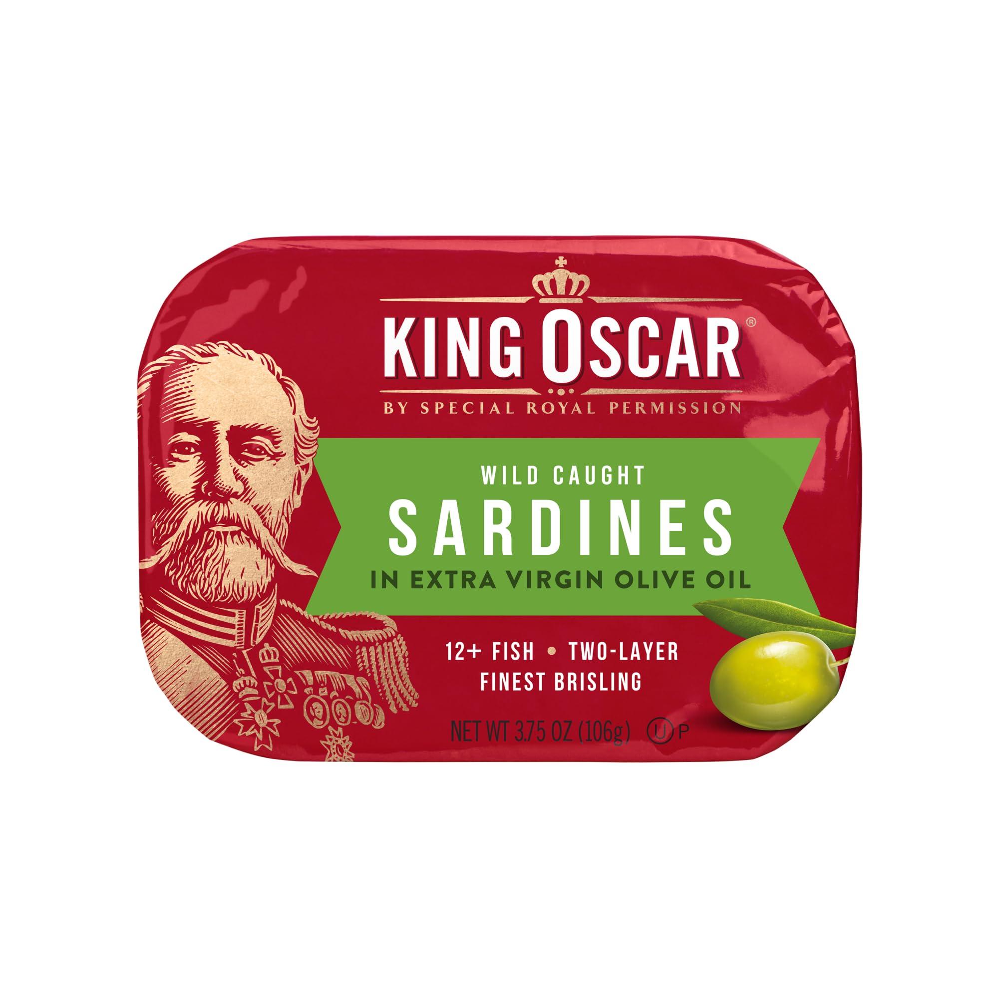 King Oscar King Oscar Sardines Extra Virgin Olive Oil, 3.75-Ounce Cans (Pack of 12)